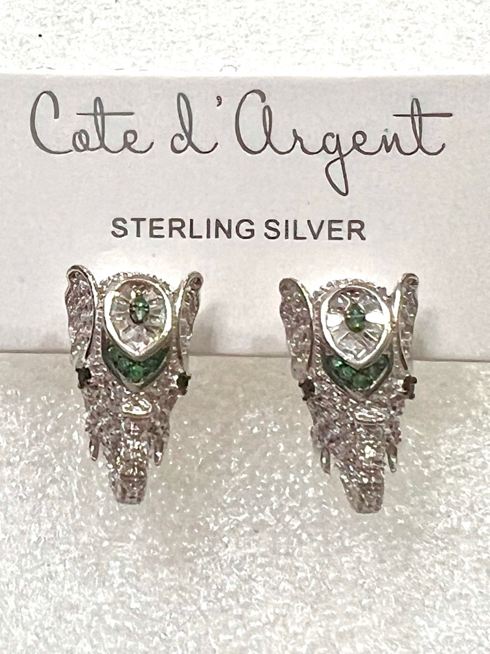 UNIQUE 925 STERLING SILVER & CZ ELEPHANT EARRINGS